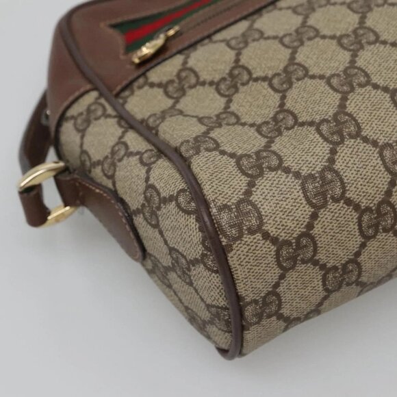 GUCCI GG Supreme Web Sherry Line Bag PVC Beige Gold 001 56 6472 Auth ep10466 - Picture 5 of 16